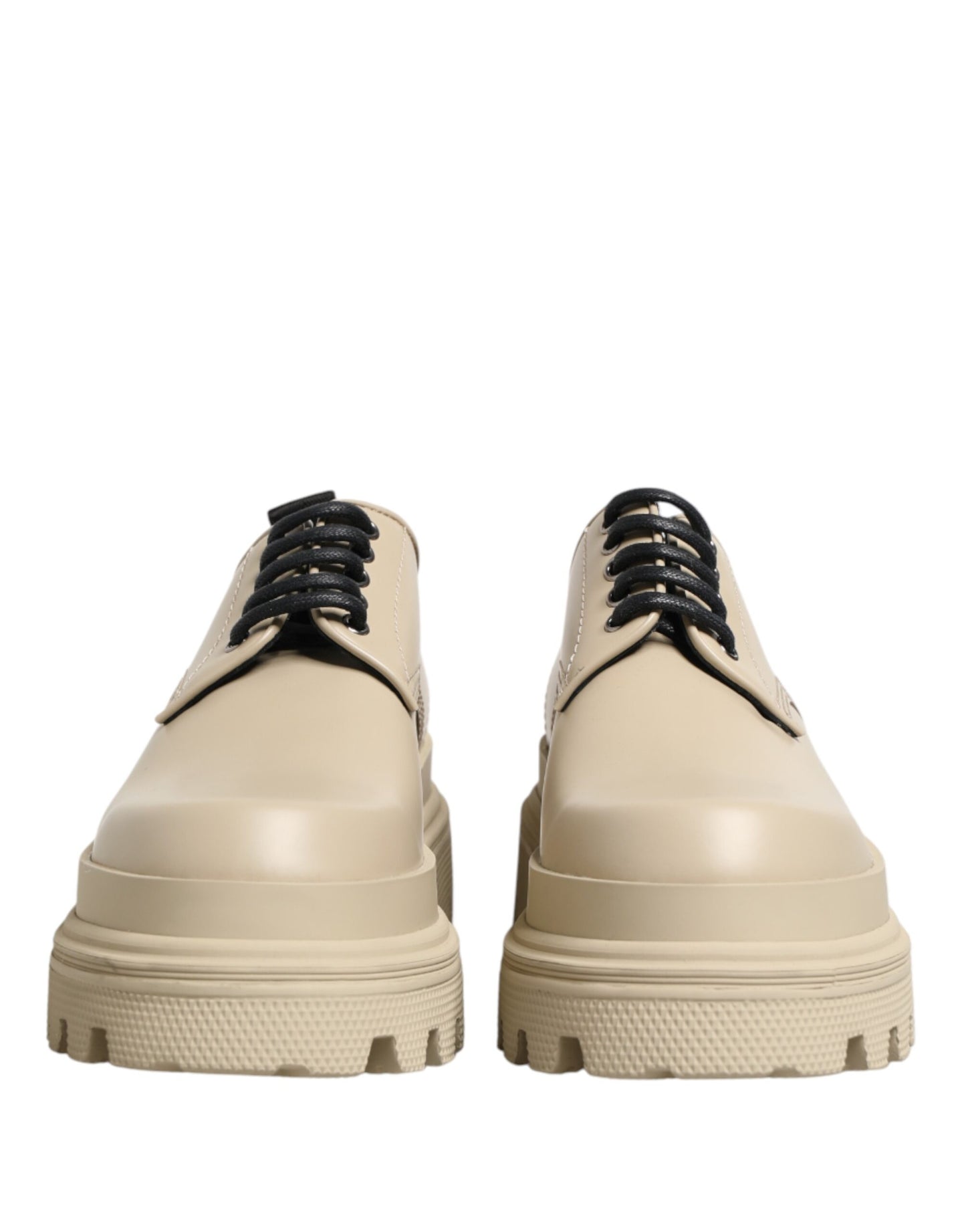 Beige Lace Up Trekking Derby Men Dress Shoes