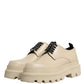 Beige Lace Up Trekking Derby Men Dress Shoes