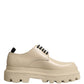 Beige Lace Up Trekking Derby Men Dress Shoes