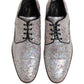 Silver Sequined Lace Up Men Derby Dress Shoes