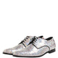 Silver Sequined Lace Up Men Derby Dress Shoes