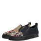 Blue Canvas Embellished Slip On Men Sneakers Shoes