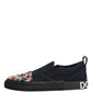 Blue Canvas Embellished Slip On Men Sneakers Shoes