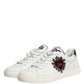 White Leather Sacred Heart Patch Sneakers Shoes