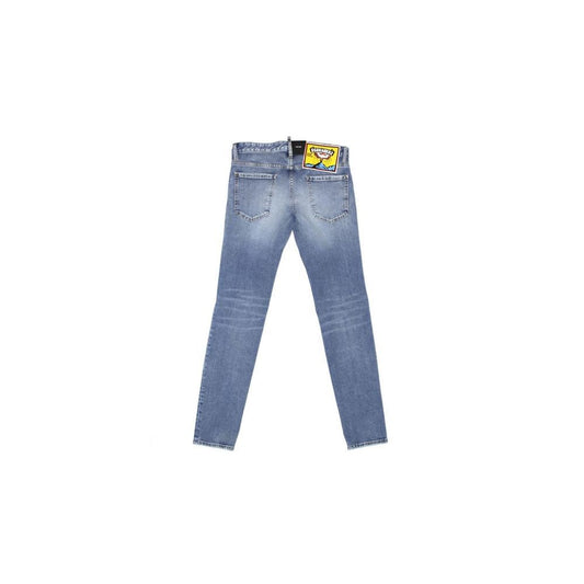 Blue Cotton Straight-Leg Jeans