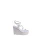 White Leather Wedge Sandals