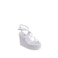 White Leather Wedge Sandals