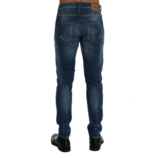 Blue Cotton Slim Fit Jeans
