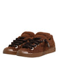 Brown Faux Shearling Low Top Sneakers Shoes