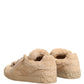 Shoes Beige Faux Shearling Low Top Sneakers
