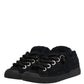 Black Faux Shearling Low Top Sneakers Shoes
