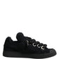 Black Faux Shearling Low Top Sneakers Shoes