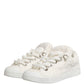 White Faux Shearling Low Top Sneakers  Shoes