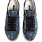 Blue Distressed Denim Low Top Sneakers Shoes