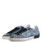 Blue Distressed Denim Low Top Sneakers Shoes