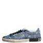Blue Distressed Denim Low Top Sneakers Shoes