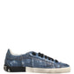 Blue Distressed Denim Low Top Sneakers Shoes