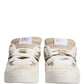 White Beige Faux Shearling Low Top Sneakers Shoes