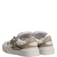 White Beige Faux Shearling Low Top Sneakers Shoes