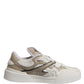 White Beige Faux Shearling Low Top Sneakers Shoes