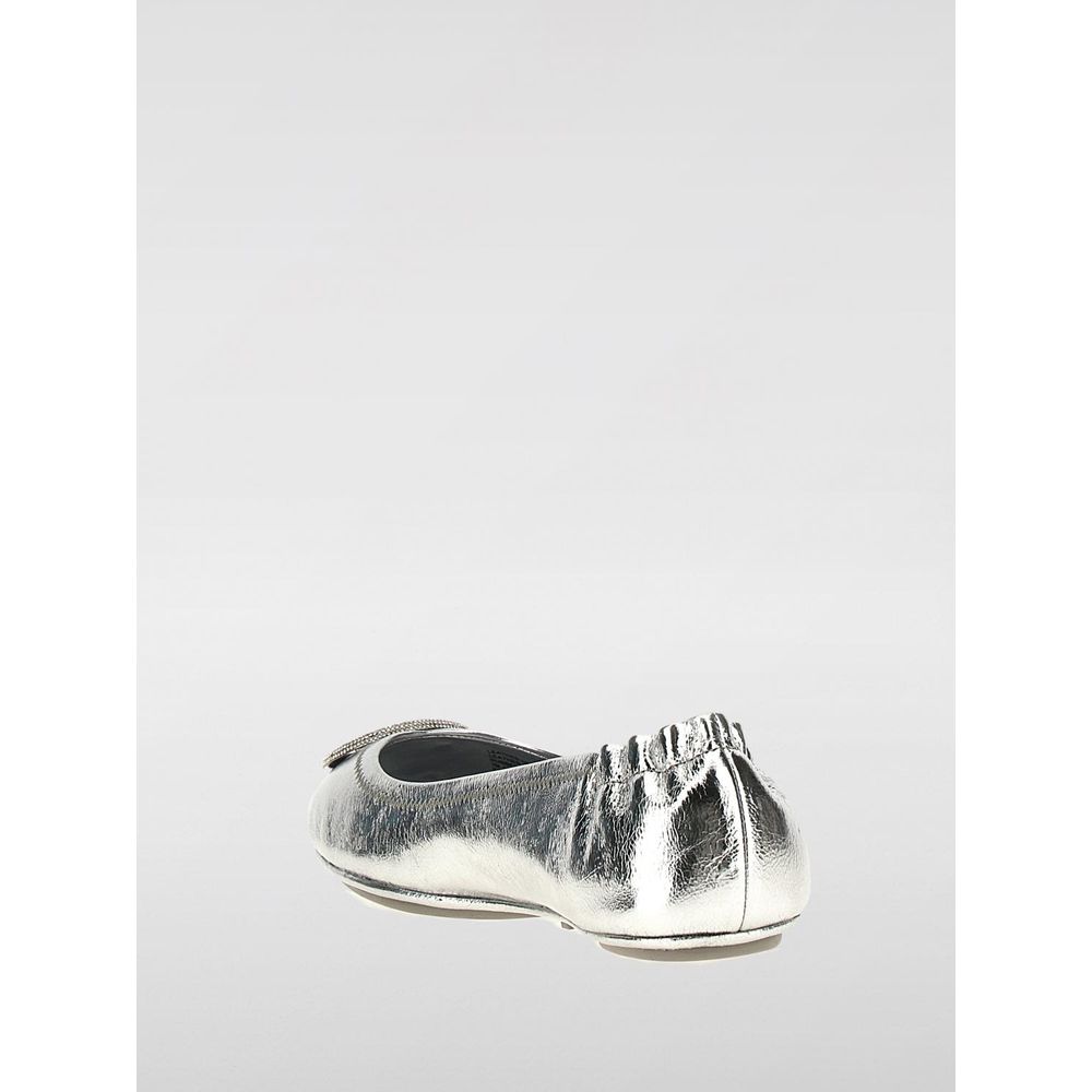 Silver Leather Ballet Flats