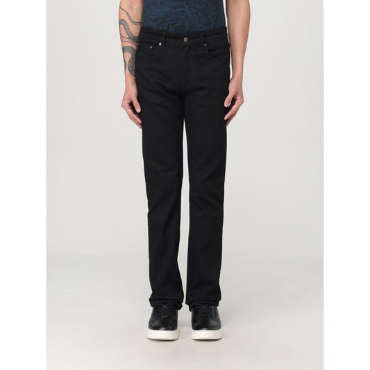 Black Cotton Straight-Leg Jeans