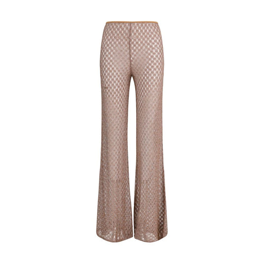 Brown Viscose Flared Pants