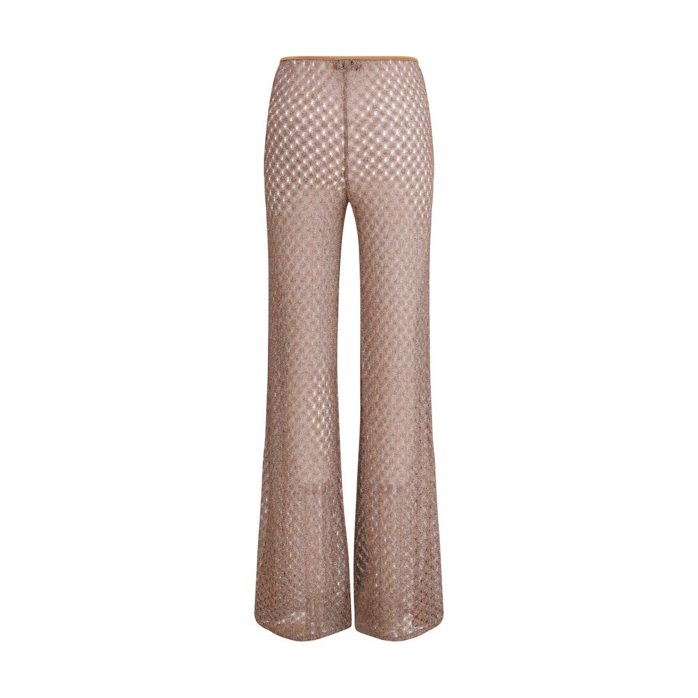 Brown Viscose Flared Pants