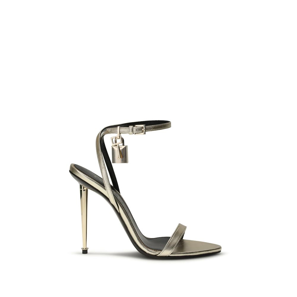 Gold Goatskin Stiletto Heel Sandals