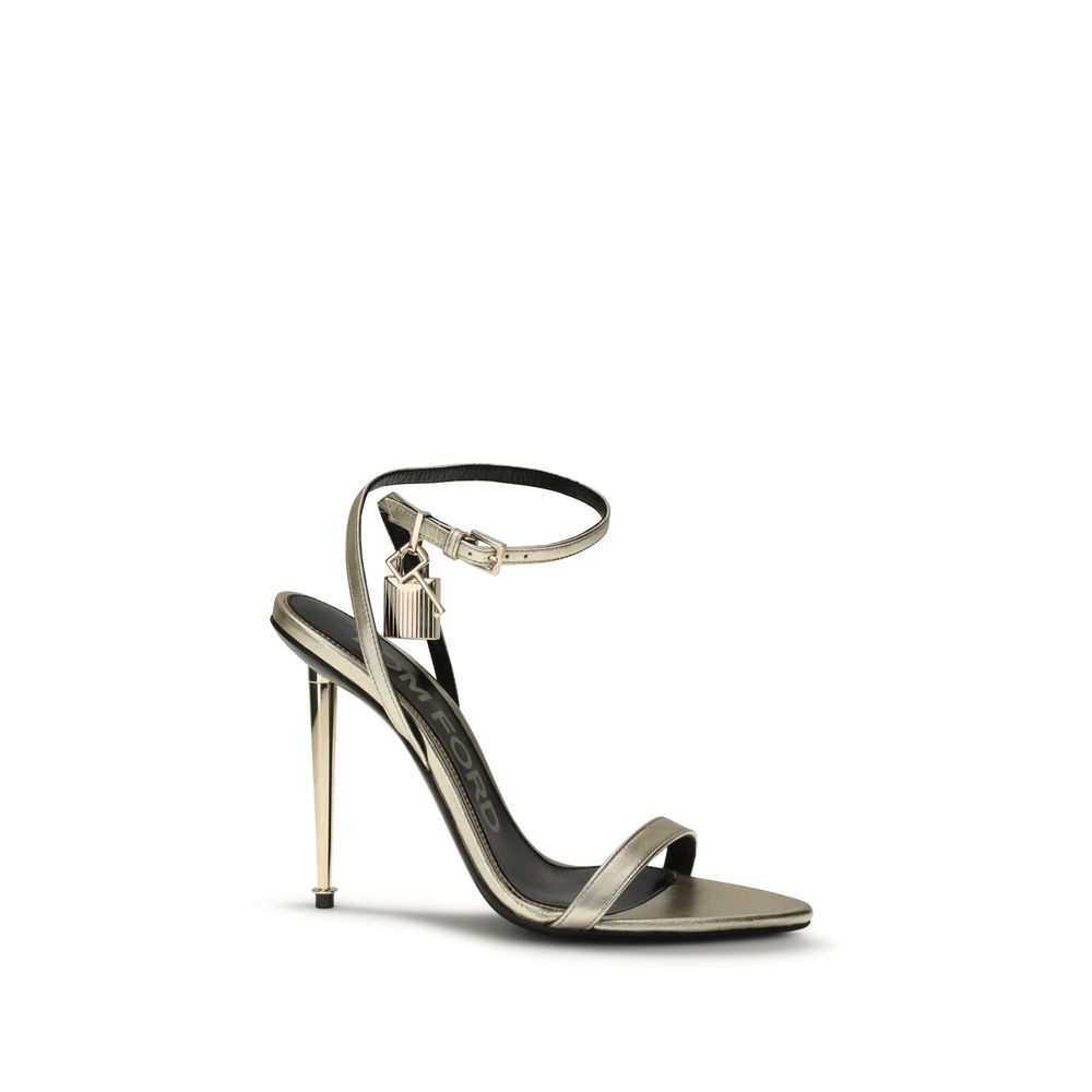 Gold Goatskin Stiletto Heel Sandals