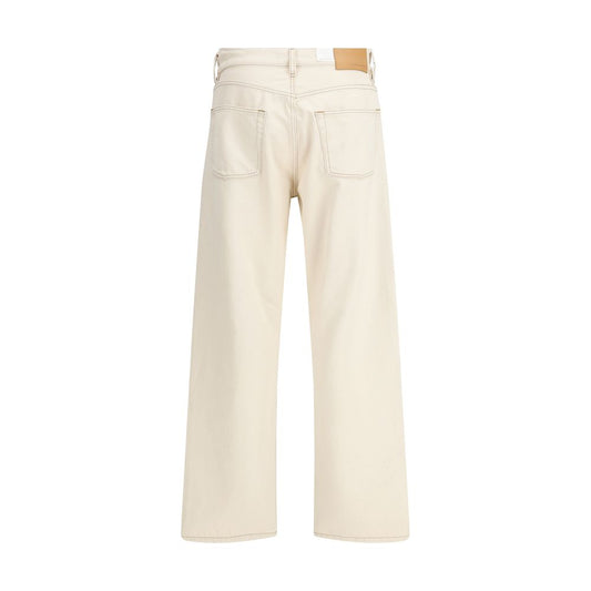 Cream Cotton Relaxed Fit Jeans