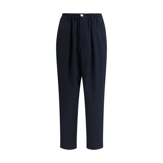 Blue Merino Wool Casual Pants