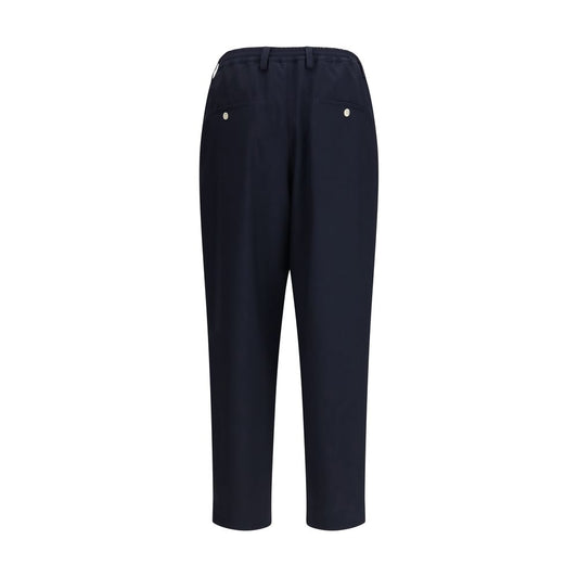 Blue Merino Wool Casual Pants