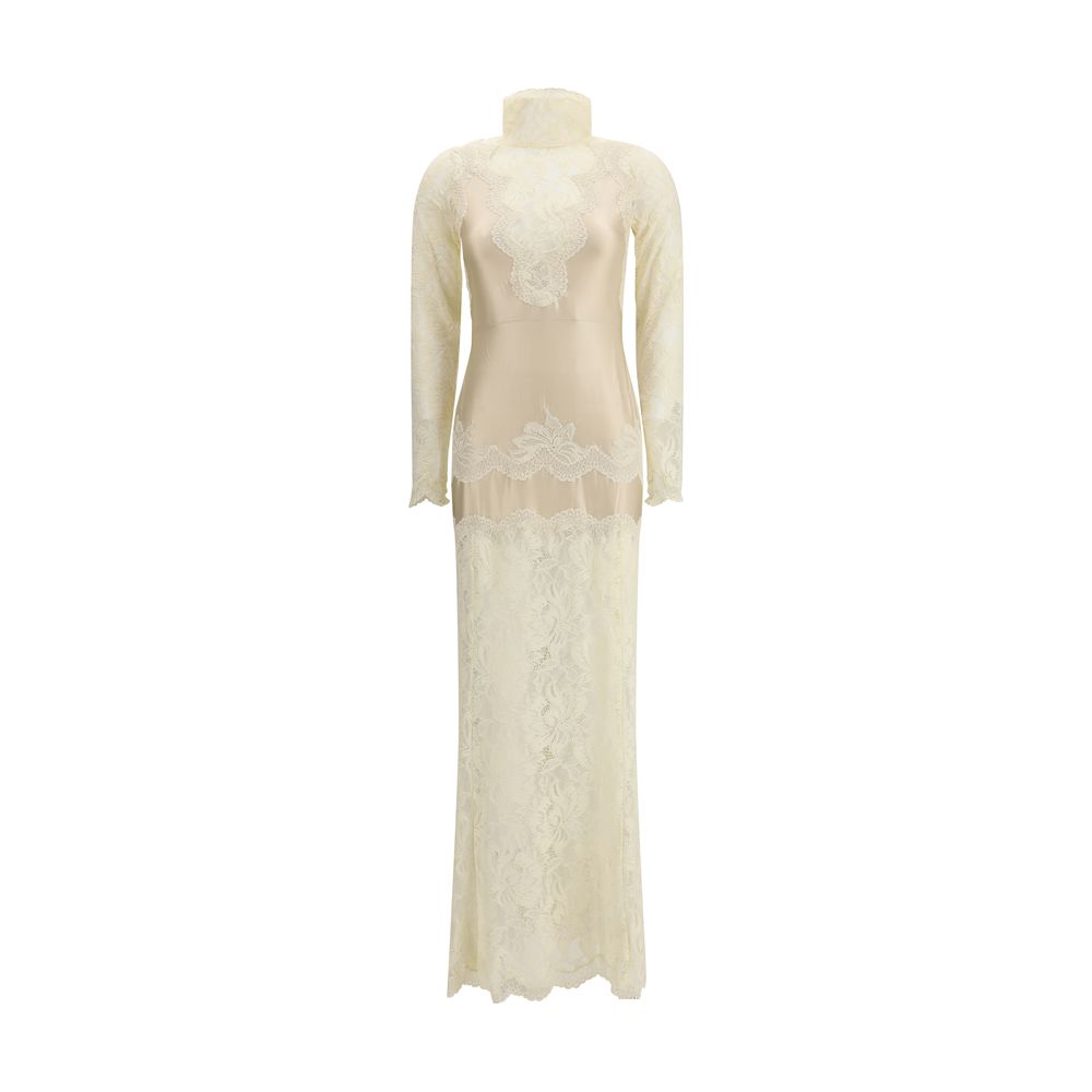 Cream Polyamide Long Dress