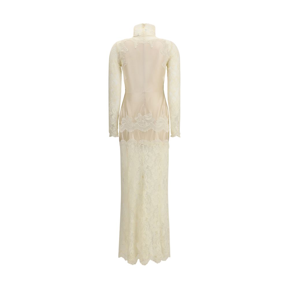 Cream Polyamide Long Dress