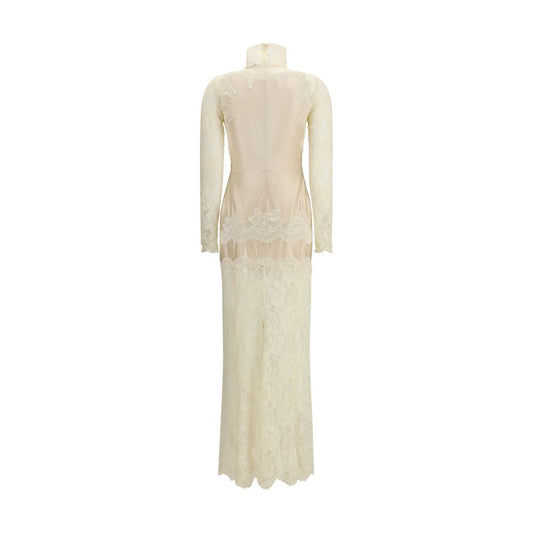 Cream Polyamide Long Dress