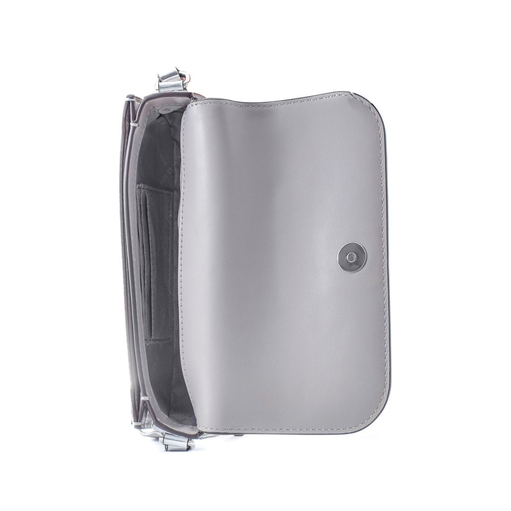 Gray Leather Shoulder Bag