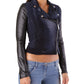 Blue Cotton Biker Jacket