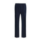 Blue Polyester Casual Pants