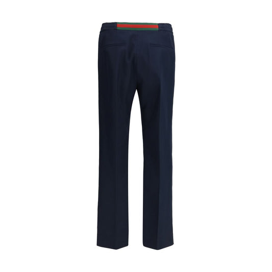 Blue Polyester Casual Pants
