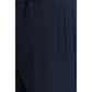 Blue Polyester Casual Pants