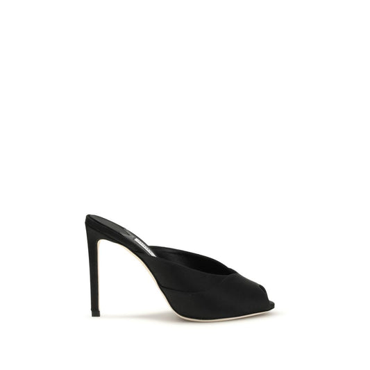 Black Calf Leather Bos Taurus Stiletto Heel Sandals