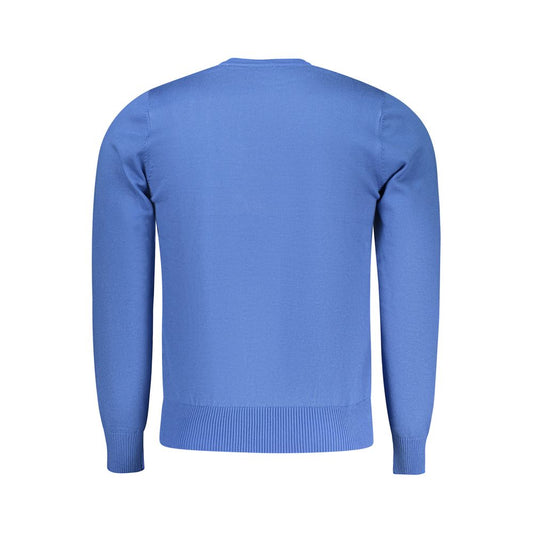 Blue Viscose Men Sweater