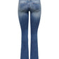 Blue Cotton Flared Jeans