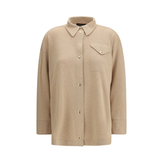Beige Fleece Wool Dress Shirt