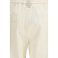Beige Cotton Casual Pants