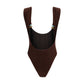 Brown Polyamide One-Piece Swimsuit