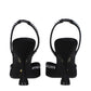 Black Satin Stiletto Heel Sandals