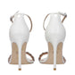 White Leather Stiletto Heel Sandals