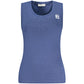 Blue Cotton Sleeveles T-Shirt